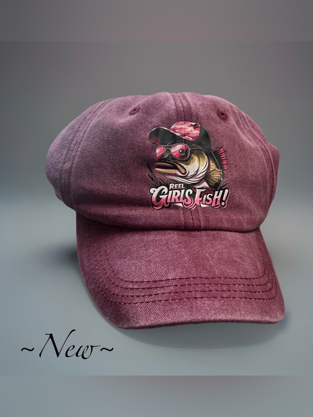 Girls Love of Fishing Hat “ Reel Girls Fish”  Denim adjustable  Fishing Hat 🎣🆕🎣